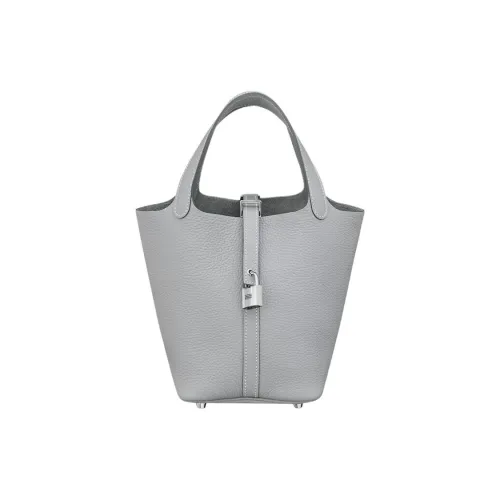 HERMES Picotin Lock Clemence Bullock Кожа Корзина Сумка Сумка-ведро Сумка Женская 8U BLEU Ледниковый Синий