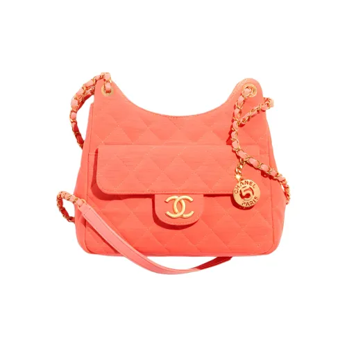 CHANEL HOBO Шерсть Jersey Трикотажная ткань Сумка-хобо Hippie Позиционирование стиля Сумка через плечо Средняя Женская Светло-оранжевый