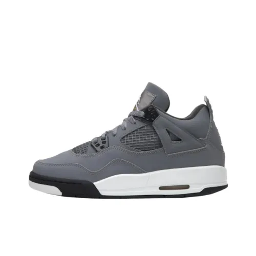 Jordan Air Джордан 4 Устойчивые к истиранию Высокие Баскетбольные кроссовки для детей Серого цвета Подростки