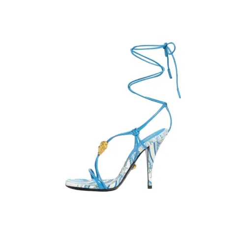 VERSACE Barocco La Medusa One Strap Sandals 11,5cm Women's Blue ВЕРСАЧЕ Барокко Ла Медуза Один Ремешок Сандалии 11,5см Женские Синие