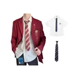 Красный комплект из трех предметов [пальто + рубашка + галстук]