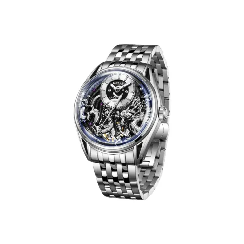 GELATU Автоматический механический механизм Часы Мужские Черный циферблат