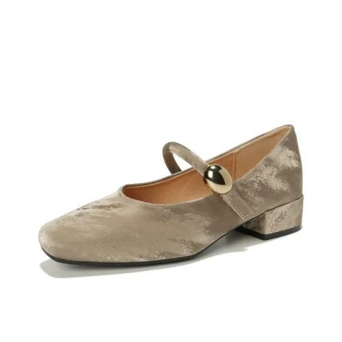 QITUMAUL Грубый каблук Туфли Мэри Джейн Женские Шампанское