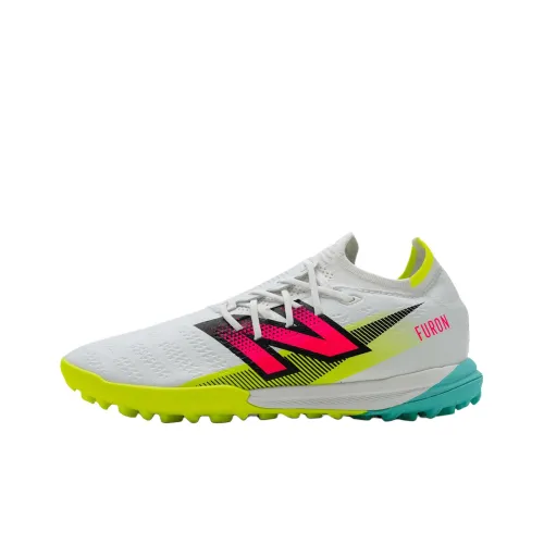 New Balance NB Furon v7+ TF Шипы Устойчивые к абразиву Футбольные бутсы Женские Белый Красный Зеленый