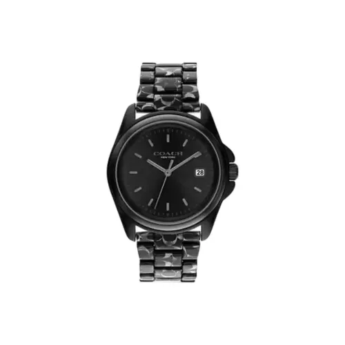 COACH Женские часы Кварцевый механизм Ацетатный ремешок 36 мм Черный циферблат