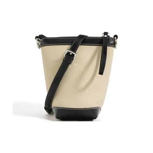 SEPTWOLVES Холст с ПУ (полиуретан) Ведрообразная сумка через плечо Средняя Женская Черная/Абрикосовая/Коричневая