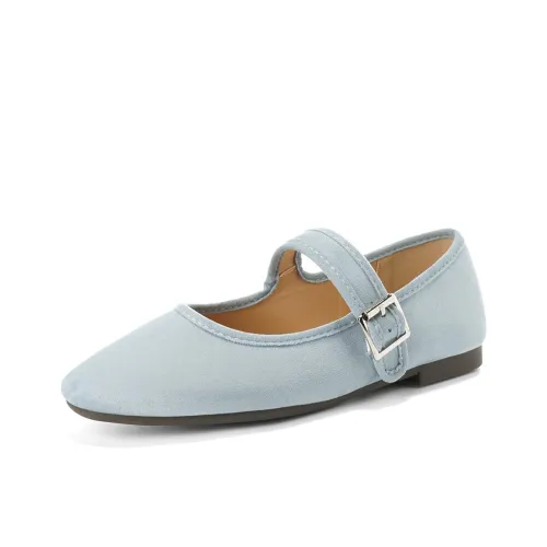 WEISHIBANGWEI Туфли Mary Jane с плоской подошвой 1 см женские синие
