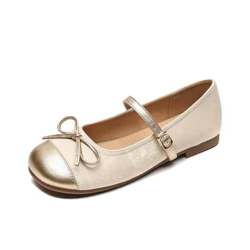 WEISHIBANGWEI Грубый каблук Туфли Мэри Джейн Женские Абрикос