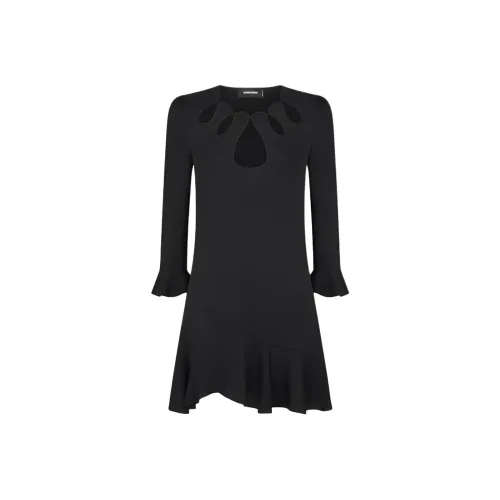 DSQUARED 2 SS24 Длинное платье с длинными рукавами женское черное