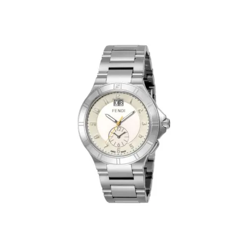 FENDI Мужские часы Кварцевый механизм Ремешок из нержавеющей стали 42,5 мм Белый циферблат