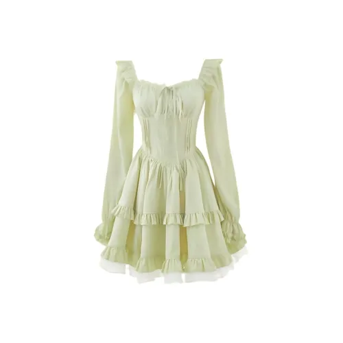 Incolore Длинное платье с длинными рукавами женское светло-зеленое