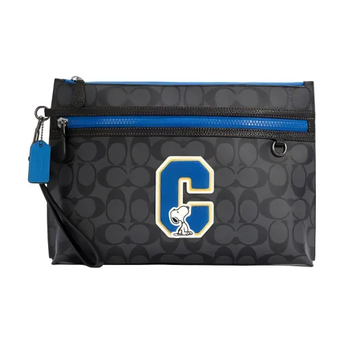 COACH × PEANUTS Collaboration Сумочка для украшений Искусственная кожа Клатч Большой Мужской Черный