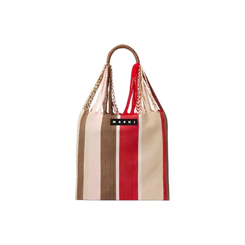 MARNI Ткань Hammock Сумка Сумка на плечо Сумка Маленькая Женская Коричневая С красным написанием С белым написанием