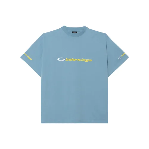 Balenciaga SS25 T-Shirt Regular Fit Men's Blue Баленсиага SS25 T-Рубашка Регулярный крой Мужской Синий