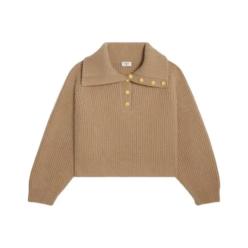 CELINE Vareuse Свитер В Ребристой Шерсти И Кашемире Женский CAMEL