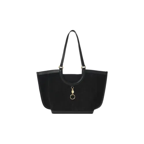 See By Chloe Замша And Small Grain Коровья кожа Тоут Сумка Сумка для покупок Сумка Обычный Женские Черный