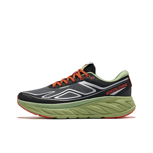 Erke Wild Ride Slip-Resistant Abrasion-Resistant Low Top Casual Running Shoes Men's Gray Black Green Эрке Wild Ride Slip-Resistant Abrasion-Resistant Низкий Топ Повседневные Беговые Кроссовки Мужские Серый Черный Зеленый