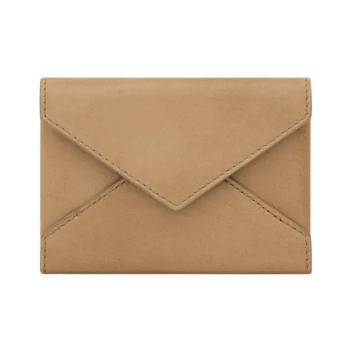 SAINT LAURENT Кожа Держатель для карт Женский Коричневый Желтый