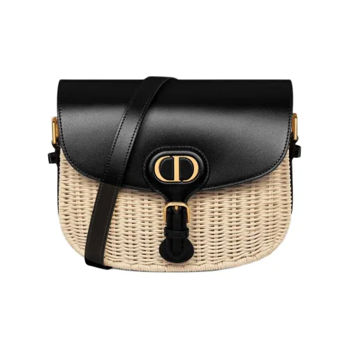 DIOR Bobby Rotang с телячьей кожей сумка через плечо сумка на плечо средний размер женский натуральный и черный