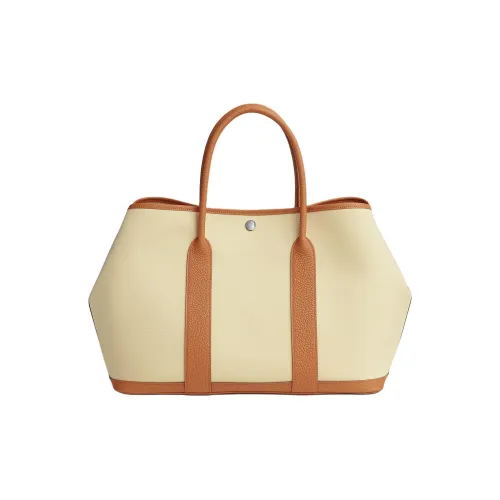 HERMES Garden Party Officier Canvas с Negonda Телячья кожа Сад Сумка Женские Ванильный Натуральный цвет Песочный