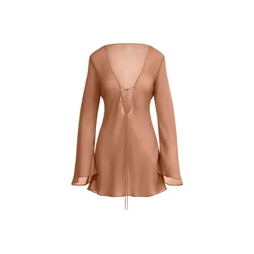 SKIMS Прозрачный COVER UPS Длинный рукав Мини платье Длинный рукав платье Женское