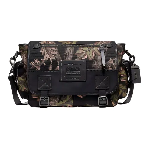 COACH Scout Холст и Кожа Сумка через плечо Холст Сумка Сумка через плечо Большая Женская Черная