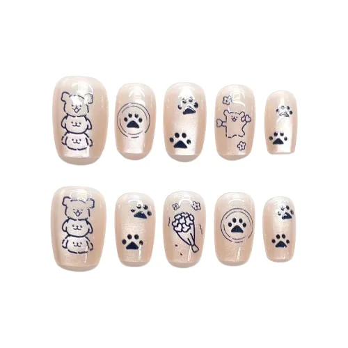 SHANGSHIQIN Молочно-чайный Мультяшный Осветляющий Элегантность Мягкий Короткий Ногти 20 мм Короткий ЛАДДЕР Молочно-чайный Однотонный