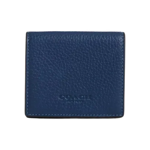 COACH Зернистая текстура кожа личи кожа кошелек для монет мини мужской темно-синий