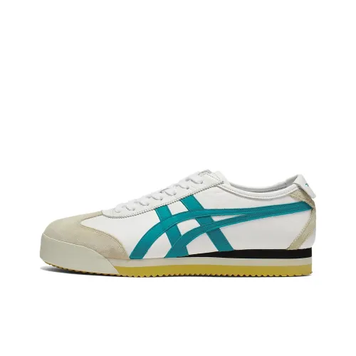 Onitsuka Tiger MEXICO 66 Slip-on Устойчивый к истиранию Дышащий Низкий верх Кроссовки для скейтбординга Унисекс Белый Зеленый