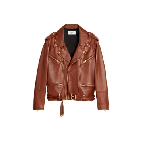 CELINE FW22 Кожа Куртка Женская Коричневая