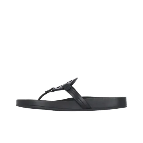 TORY BURCH Miller Кожаный Пэчворк Cut Out Шлепанцы Женские Черные