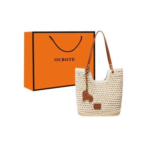 OUBOTE Ткань Тоут Сумка Плечевая Сумка Стандартная Женская Бежевая и Коричневая