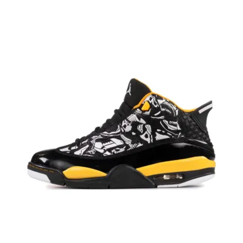 Джордан Dub Zero Abrasion Resistant MID Топ Винтажные баскетбольные кроссовки Мужской Желтый черный