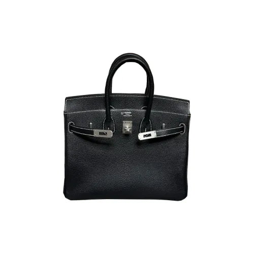 HERMES Birkin Mysore Козья кожа Сумка Женская Черная Внутренняя часть и Жемчужно-серый