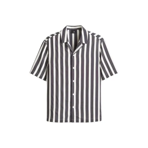 H&M Белый/Серый Полосатые Мужские Рубашки