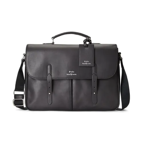 Polo Ralph Lauren Гладкая Сумка из крупнозернистой текстуры коровьей кожи Мужская Черная
