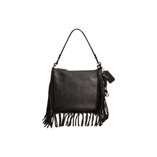 COACH Cary Мягкая кожа галечная кожа сумка-тоут сумка для покупок портативная сумка через плечо большая женская черная