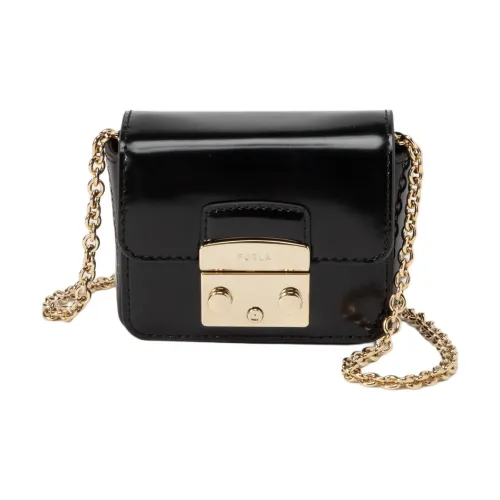 Furla Кожа Портативный Crossbody Сумка через плечо Женская Черная