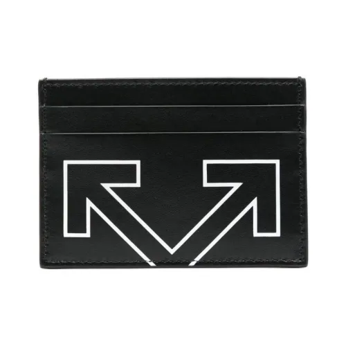 Off Белый Телячья кожа Держатель для карт Унисекс Черный