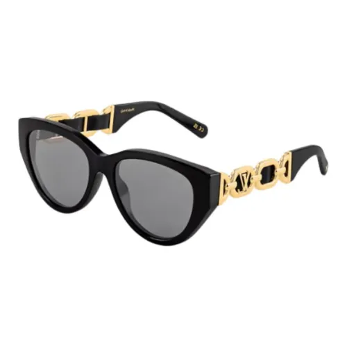 LOUIS VUITTON Металлический ацетат Leather Cat Eye Солнцезащитные очки Унисекс Черный