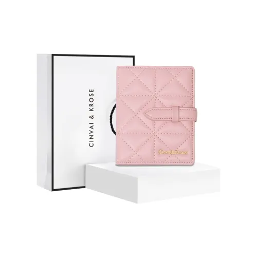CinvaiKrose Коровья кожа Ручной документ хранение картхолдер кошелек женский розовый черный