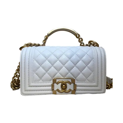 CHANEL LEBOY Блестящий Телячья кожа Сумка с клапаном Сумка через плечо Сумка через плечо Обычный Women's White