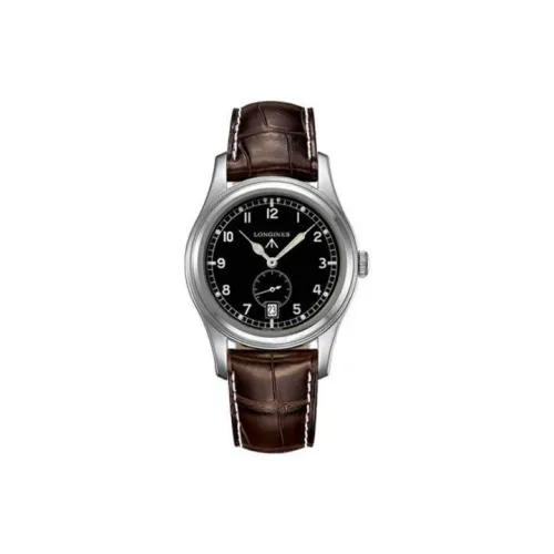 LONGINES Classic Vintage Автоматический Механический Механизм Мужские Часы 38 мм Черный Циферблат Корпус из Нержавеющей Стали Кожаный Ремешок