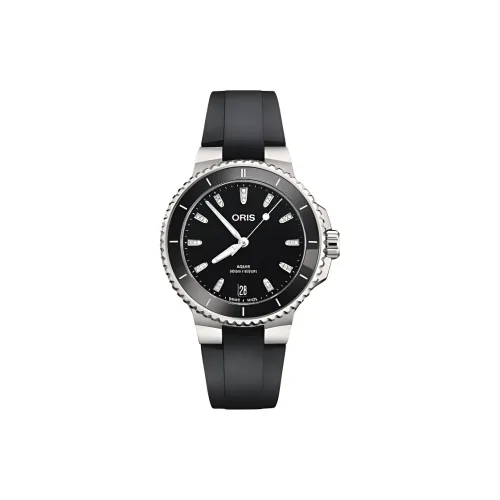 Oris Aquis Series Автоматический Механический Механизм Женские Часы 36,5 мм Черный Циферблат Корпус из Нержавеющей Стали Резиновый Ремешок