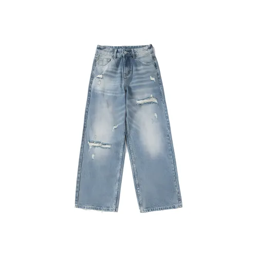 STRANGER LAB Промытый синий Унисекс Джинсы