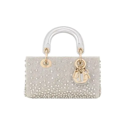 DIOR LADY D Joy Satin Сумка Lady Dior Сумка через плечо Сумка Extra Mini Women's Silver