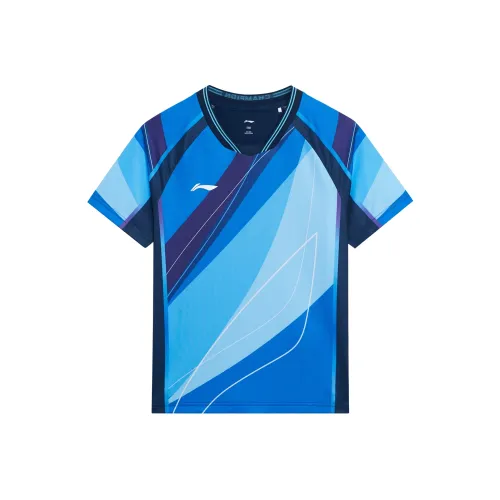 LINING Table Tennis Series Гуандунский синий Kids T Рубашки
