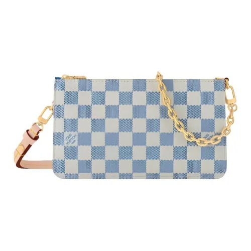LOUIS VUITTON Покрытие Холст Сумка через плечо Сумка на плечо Женская Синий и Белый