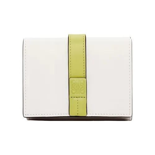 LOEWE Soft с рельефным узором держатель для карт кошелек женский мягкий белый лимонно-желтый