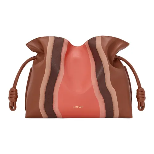 LOEWE Flamenco Nappa Коровья кожа с замшей Ручная сумка на плечо Средняя Женская Ореховый Parrot Розовый